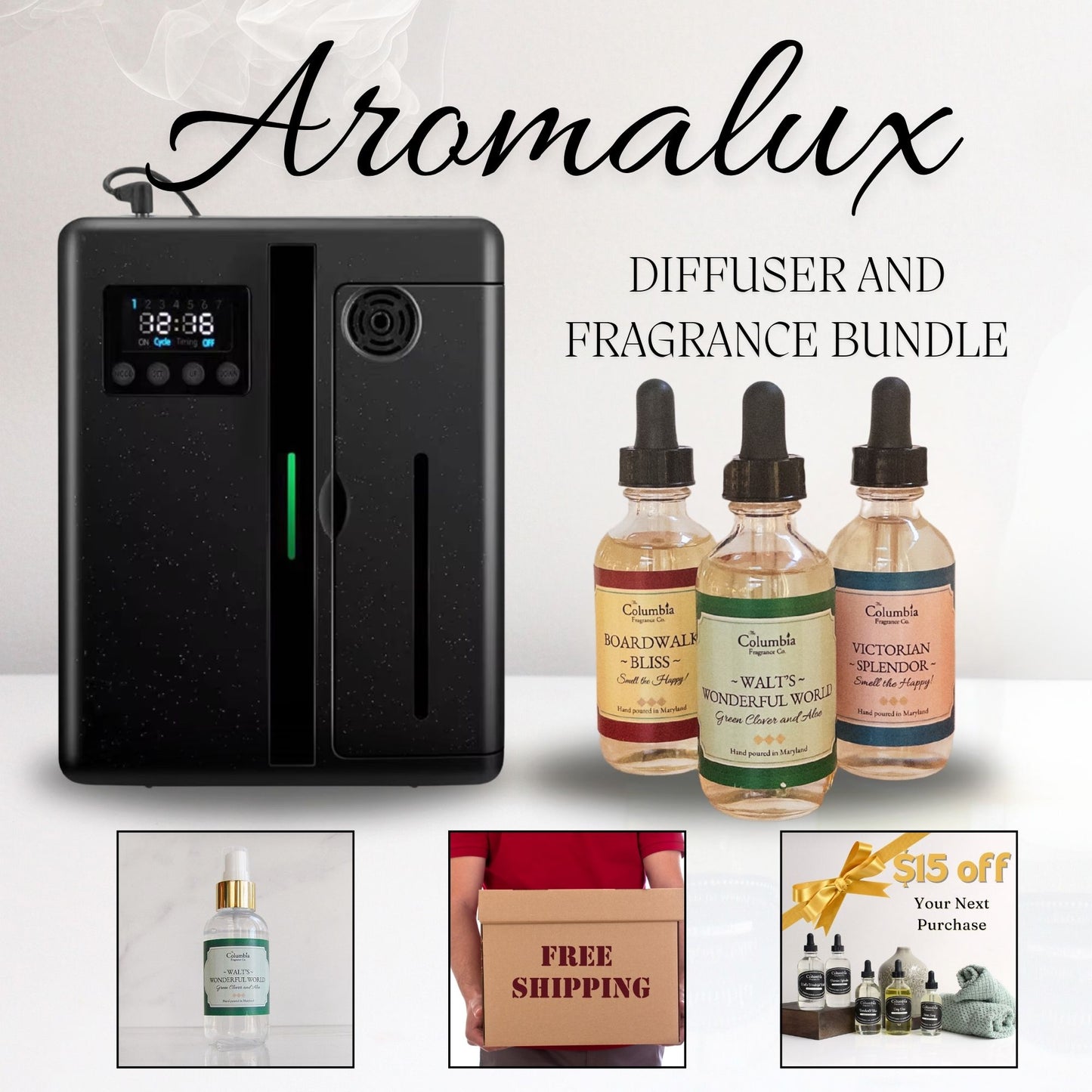 AromaLux Diffuser and Fragrance Bundle